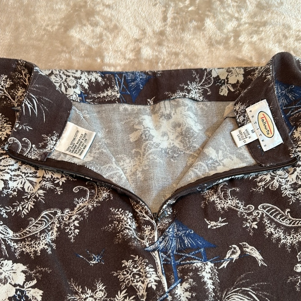 Talbots Elegant Brown And Blue Patterned Skirt - image 3